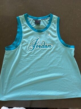 Nike “Jordan” Women's Aqua Mesh Athletic Tank Jersey with Teal Trim